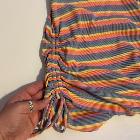 Vici tank top Pastel Rainbow Stripes Retro Rainbow Tie Sides 90s Style Y2K - Picture 3 of 6